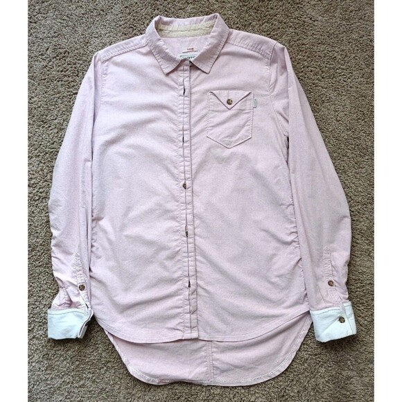 Burton Button Up Shirt Men's Medium Peach Long Sleeve - Picture 1 of 7